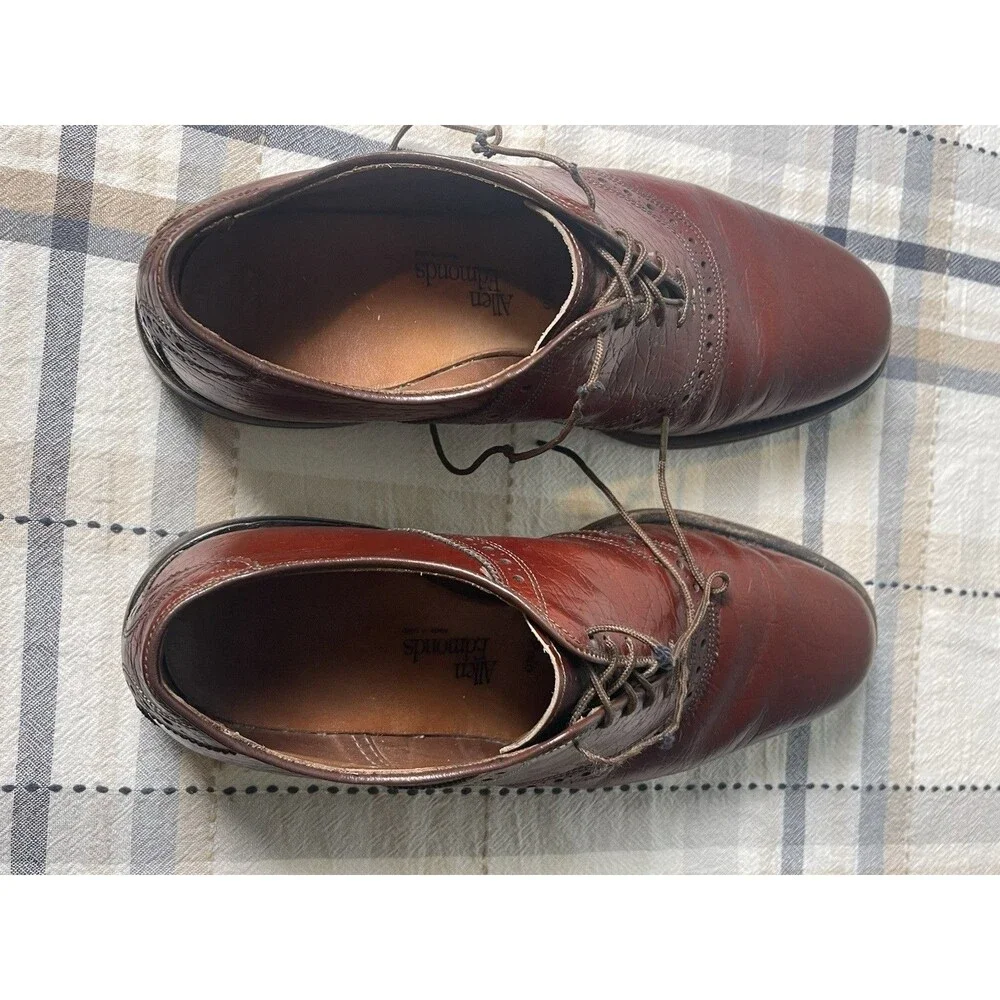 Allen Edmonds Polo Men’s 8.5 D Burgundy Cap Toe Oxford Dress Shoes USA Goodyear